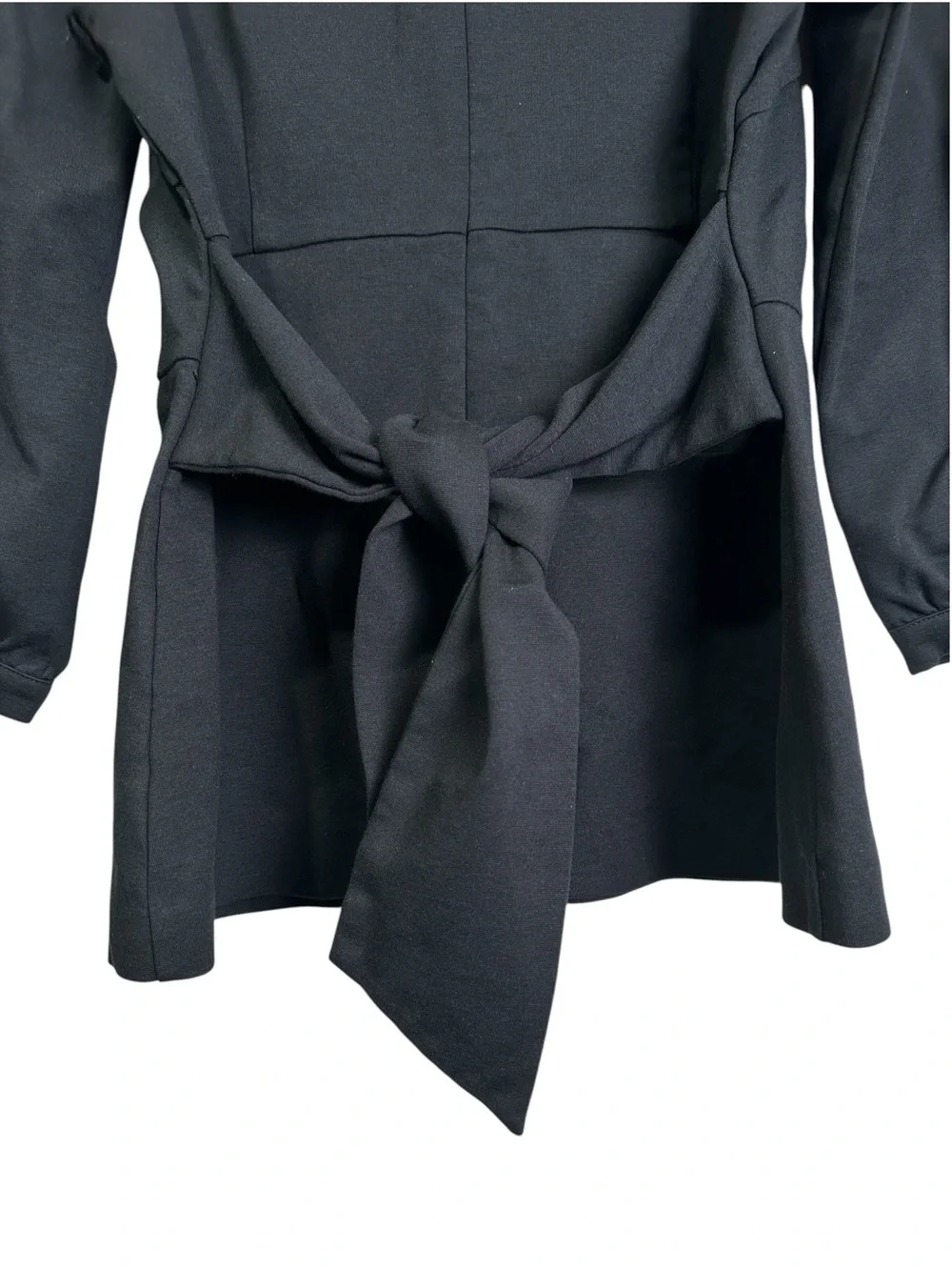 Boden Women’s 10R Black 3/4 Sleeve Boat Neck Tie Waist Peplum Top